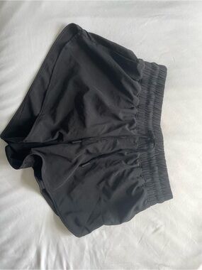 Women's Black Elastic-Waist Athletic Shorts